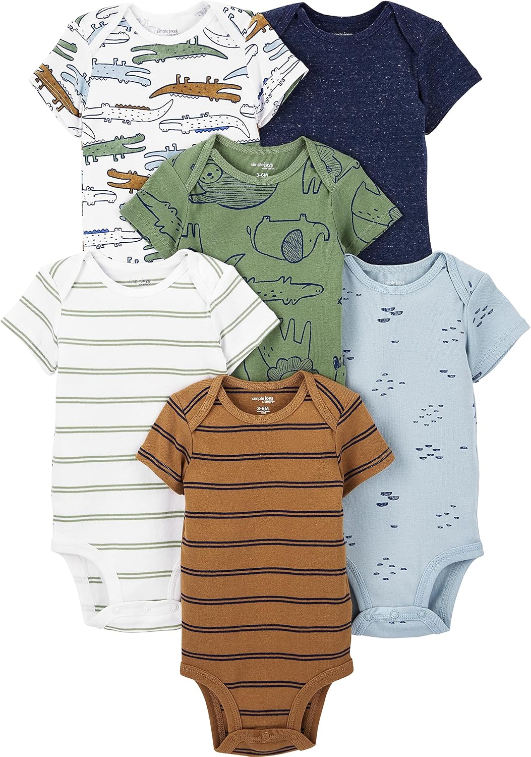 Baby Boys Short-Sleeve Bodysuits, 6 Pack