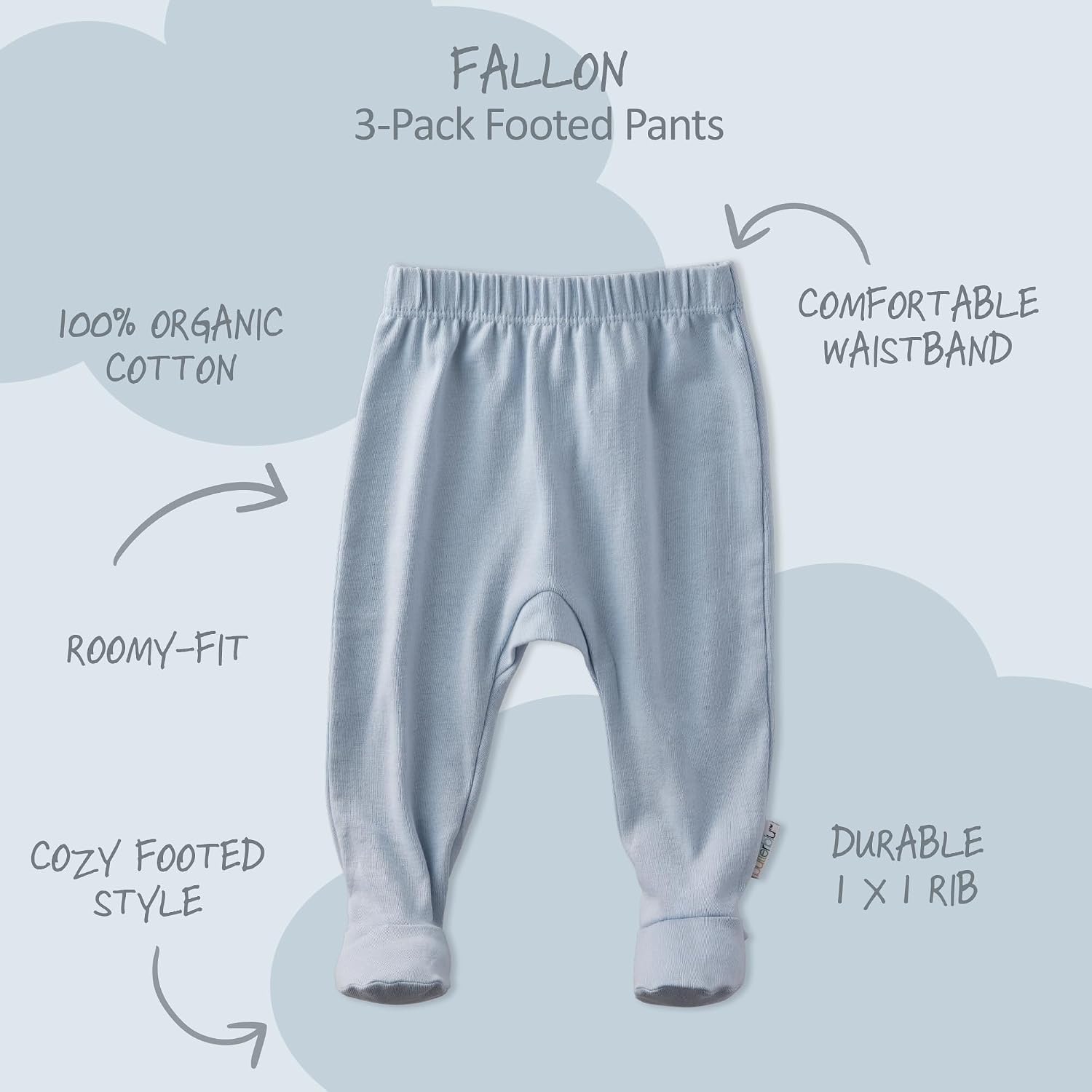 Footed Baby Pants, 3 Pack, Organic Cotton