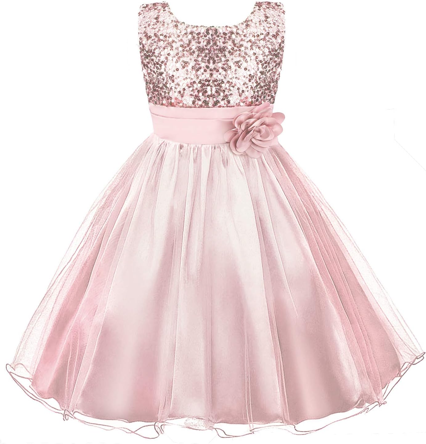 Girls Sequin Flower Party Dress