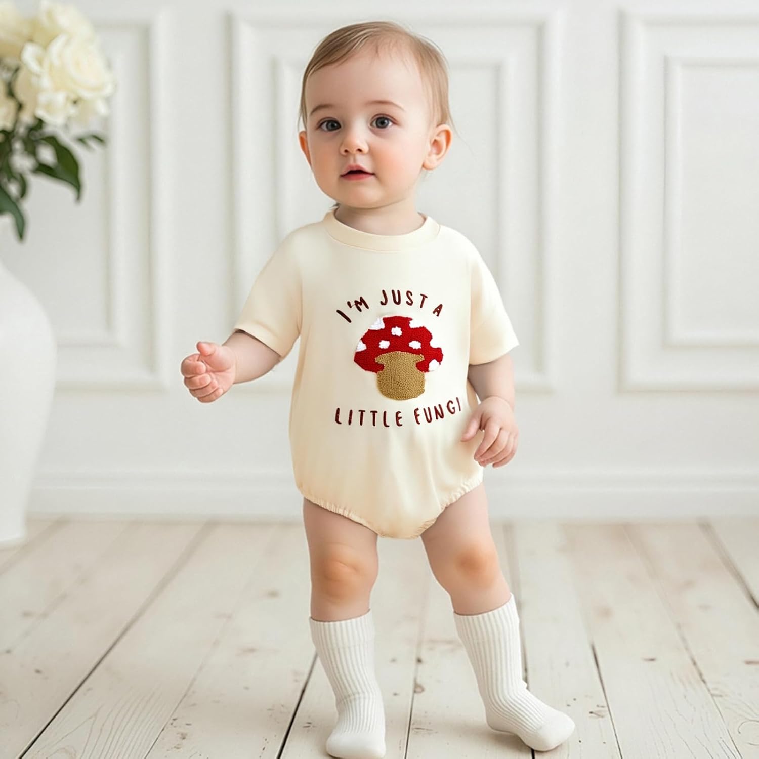 Infant Mushroom Print Romper and Shirt Set