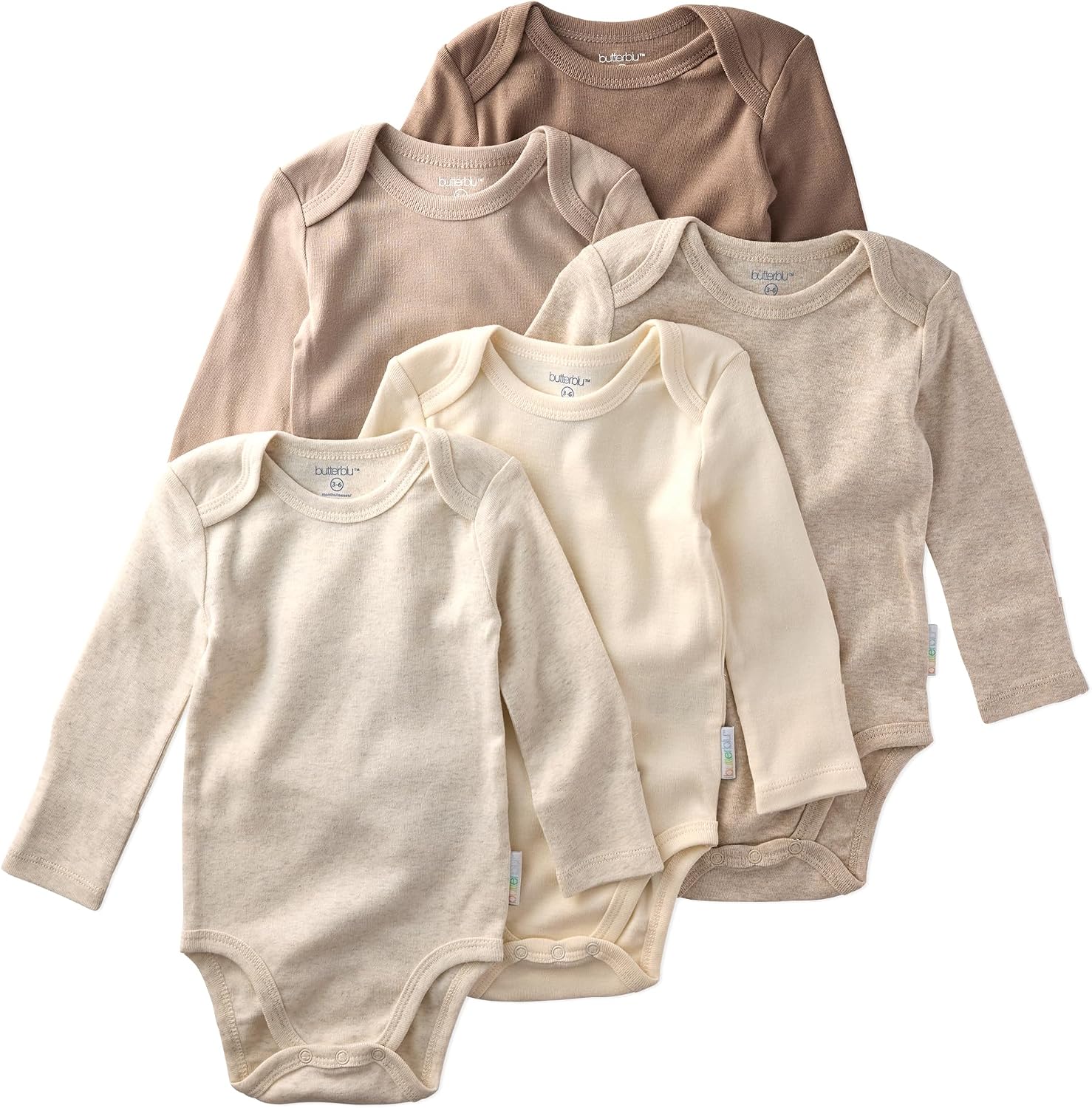 Long Sleeve Baby Bodysuits, 5 Pack, Organic Cotton