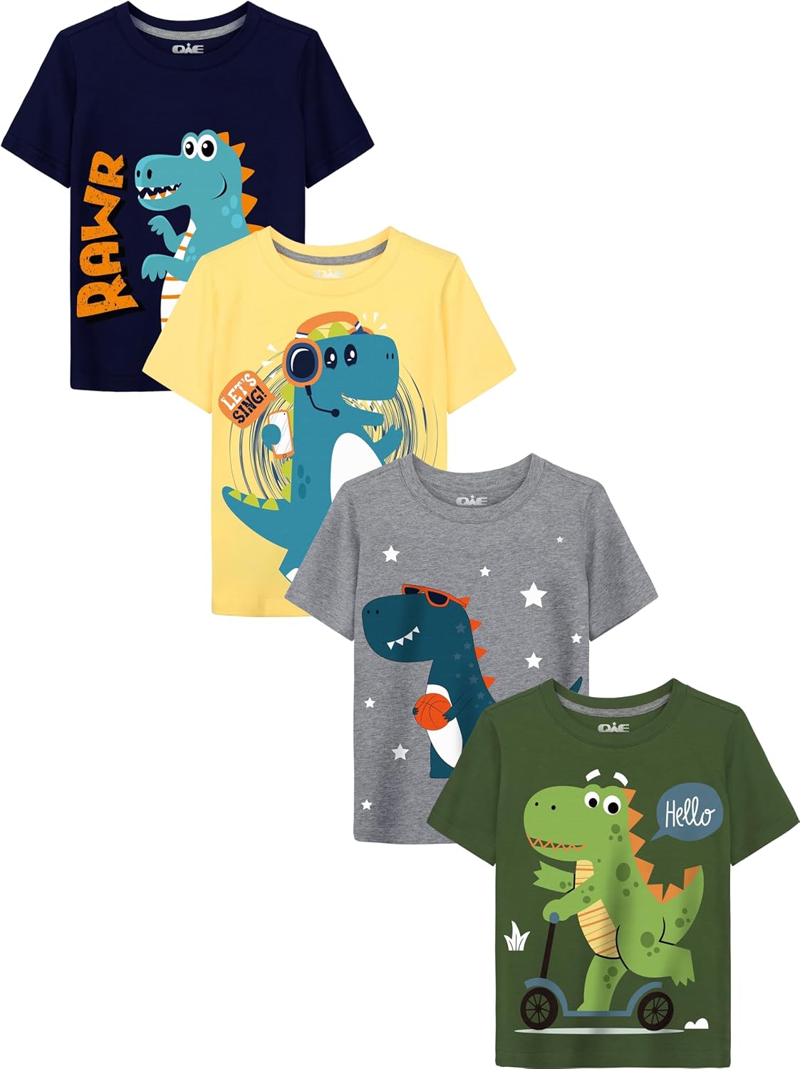 Toddler Boys Cotton Graphic T-Shirts, 4 Pack