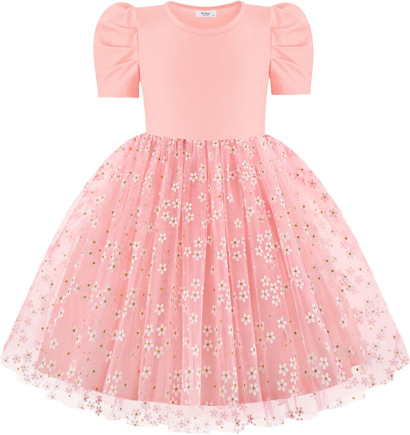 Toddler Girls Tulle Dress, Puff Sleeve