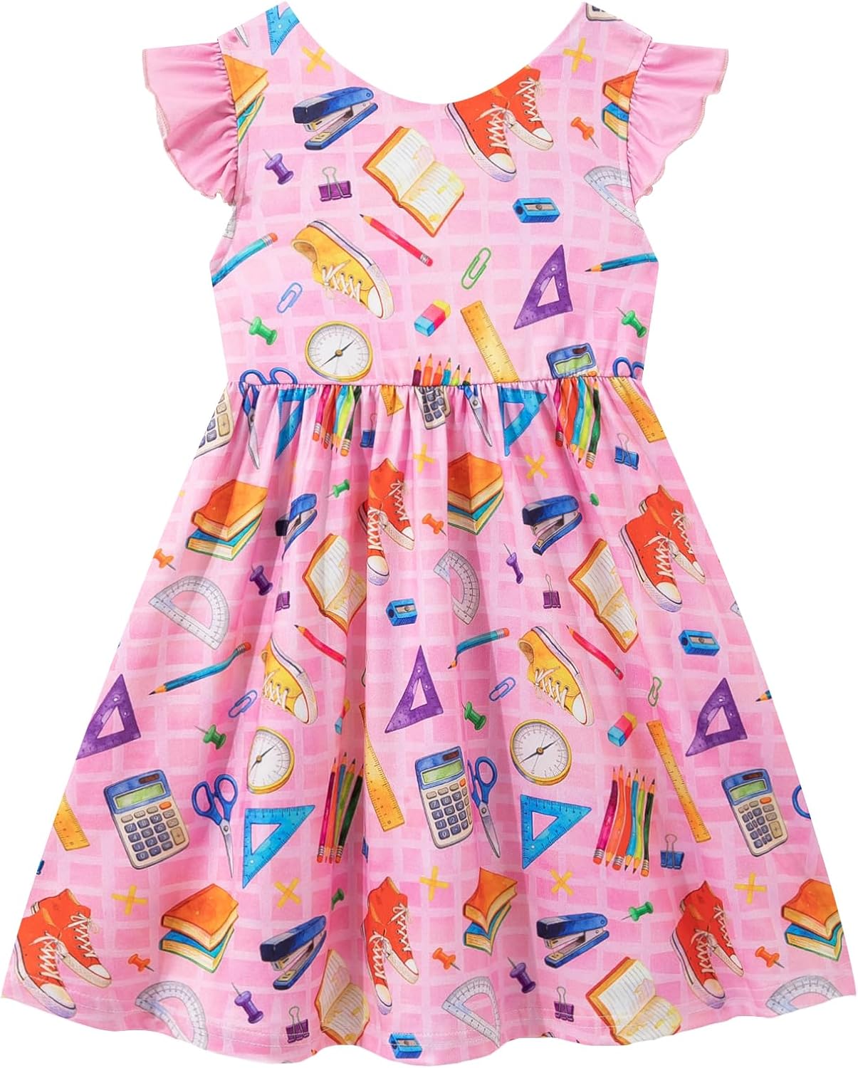 Toddler Girls V-Neck Flutter Sleeve Dress, 2–7T